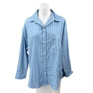 Abercrombie & Fitch Womens Blue Striped Long Sleeve Button Down Shirt Top Size M